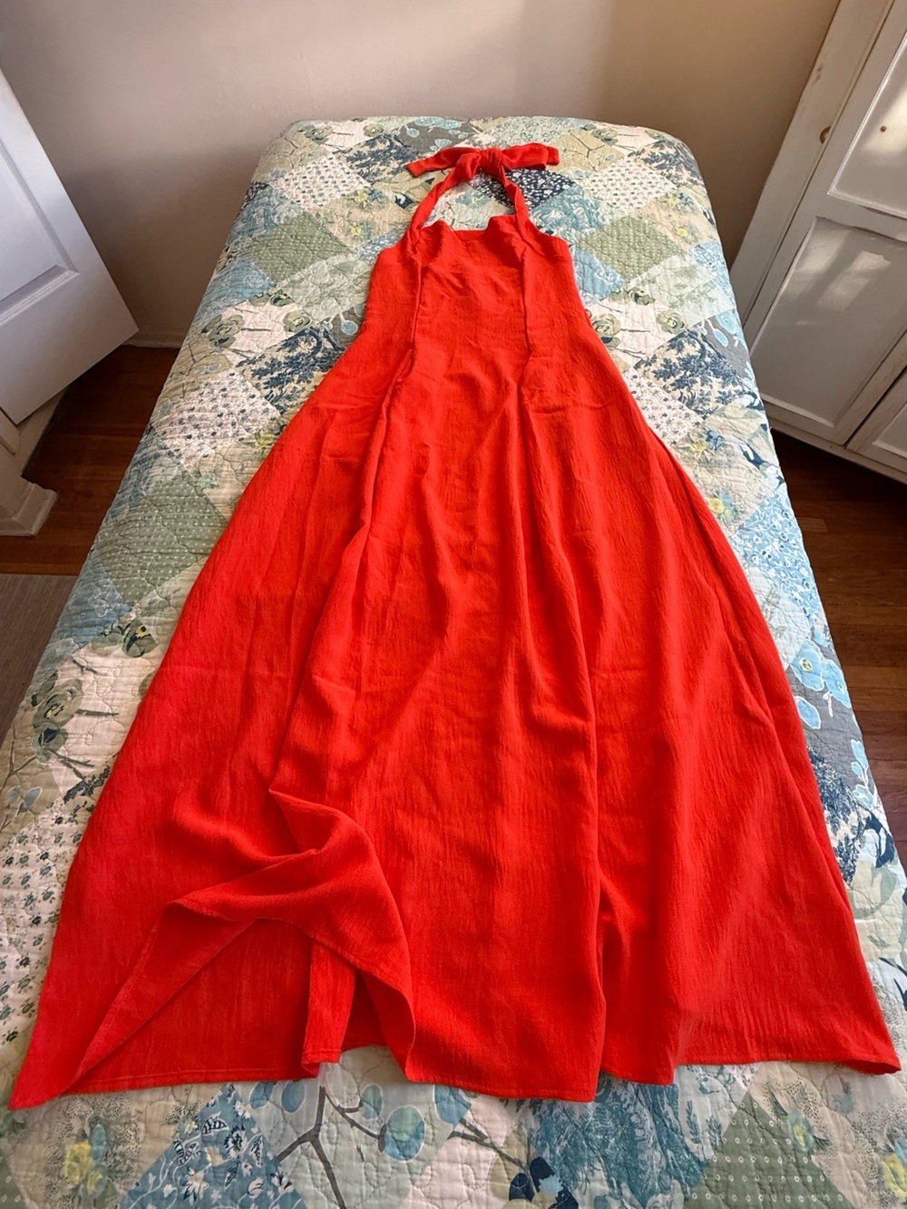 Red Halter Maxi Dress